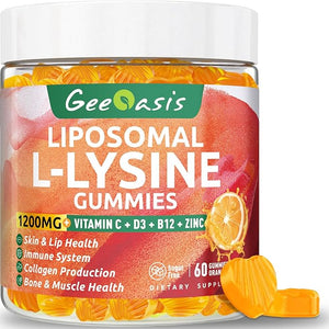 Liposomal L-lysine Gummies 1200mg Lysine Chewable Supplement with Vitamin C D3 B12 &amp Zinc for Adults &amp Kids Immune &amp Collagen Support Lips &amp Skin Health Vegan Natural Fruit Flav