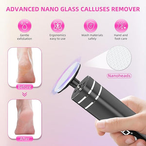 2 in 1 Electric Foot Callus Remover9 Adjustable Speeds Rechargeable Electric Dead Skin Sander Pedicure Tools with Sandpaper Disk and Nail Drill BitsGrinding Heads for Women&ampMen