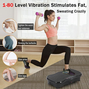 Whole Body Vibration Plate Exercise Machine ? Power Vibrating Plate for Lymphatic Drainage Weight Loss, Shake Plate Exercise Platform with Touch Screen &amp; Resistance Bands, Equipment for Women Men