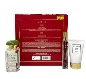 AERIN Limited Edition Cedar Violet 3 Piece Gift Box Set - Cedar Violet Eau De Parfum and Amber Musk Eau De Parfum and Body Cream