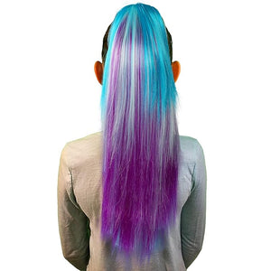 My Hair Popz Deluxe Synthetic Fiber Ponytail Hair Extensions | Heat and Tangle Resistant Colored Hair Extensions for Kids | Easy to Attach Ponytail for Child Friendly Use | Claw Clip | Ombre Mermaid