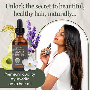 Ayurvedic Hair Oil Potent &amp Lightweight Amla Indian Hair Growth Oil ? USDA &amp All Hairs Types ? For Nourishing Scalp w/Non-GMO Bhringraj Brahmi &amp Lavendar For Growth + Balanced Health 2