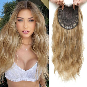 Wavy Hair Toppers for Women - 20 with Bangs 6.5x6.5 Base Adds Volume to Thinning Hair