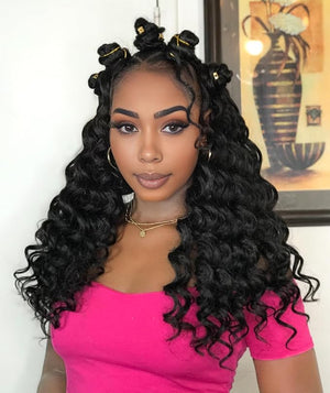 Ocean Wave Crochet Hair 20inch 7Packs Deep Wave Braiding Hair Wavy Curly Braiding Hair for Black Women Deep Wave Crochet Hair Extensions 1B¡¦