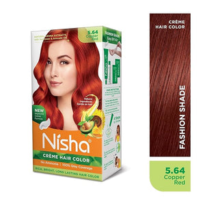 Nisha Creme Hair Color Permanent Hair Dye Color Kit With Improved Creme Formula for 100% Gray Coverage Ammonia Free Hair Color Dye for Rich Bright Long lasting Hair Color (Copper Red Pack of 3)