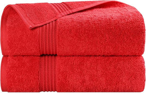 Superior Egyptian Cotton Bath Towel Set Home Bathroom Towels Master Guest Bath Decor Essentials Quick Dry Absorbent Large Body Towels Spa Hotel Resort Adult Kids Set of 2 Red
