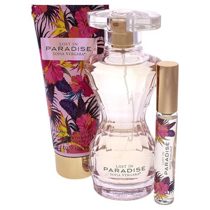 SOFIA VERGARA Lost In Paradise Women 3 Pc Gift Set 3.4oz EDP Spray, 10ml EDP Roller Ball, 3.4oz Body Lotion