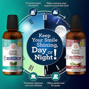 GuruNanda Ultimate Happy Gums Duo with Alcohol &amp Flouride-Free Cocomint &amp Ashwagandha Oil Pulling Ayurvedic Oral Care for Happy Gums &amp Fresher Breath