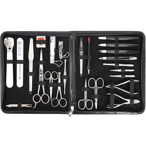 3 Swords Germany - Brand Quality 23 Piece Manicure Pedicure Grooming kit Set for Professional Finger &amp Toe Nail Care Tweezers File Clipper Fashion Leather case in Gift Box Made by 3 Swords (0293)