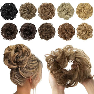 Hair Accessories 1 Pack Synthetic Bun Hair Extensions Messy Curly Wig Donut Hair Bun with Elastic Rubber Band Hair Bun for Women Hair Pieces For Women(Jet Black)