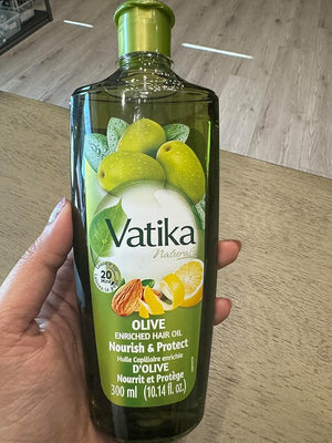 Vatika Naturals Olive Enriched Hair Oil - Nourish &amp Protect - Strong Healthy Hair - Lightweight Non-Greasy - Infused with Natural Olive Extracts - Moisturizing &amp Strengthening - Pack of 3 (3