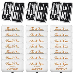 Therwen 24 Sets Christmas Manicure Set Stainless Steel Nail Clippers 8 in 1grooming Nail Kit Employee Appreciation Gift Professional Pedicure Tool for Men Women Coworker Personal Care(White)