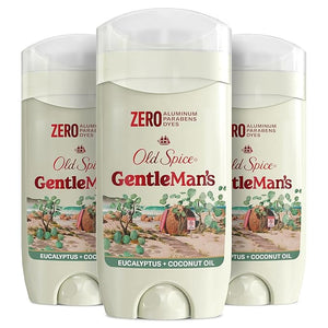 Old Spice GentleMan's Aluminum Free Dry Feel Deodorant for Men, 24/7 Lasting Freshness, Gentle on Skin with Skin Conditioners, Eucalyptus + Coconut Oil Scent, 3.0 oz (Pack of 3)