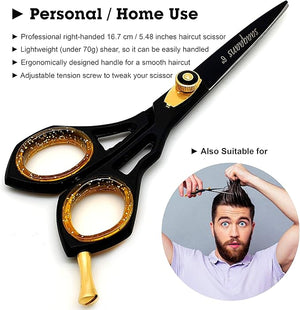 Saaqaans Professional Barber Shears Kit Tools - Hair Cutting Scissors Set for Hairdresser/Hair Salon + Thinning/Texture Hairdressing Haircut Shear for Beautician + Straight Razor + 10 Blades with Case
