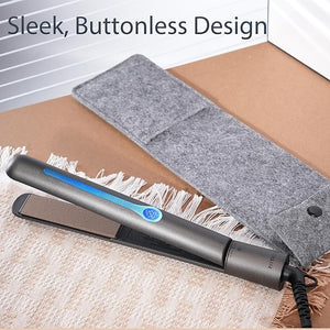 NITION Ceramic Tourmaline Hair Straighteners LCD Flat Iron MCH 10s Fast Heating Up. 1" Smooth 3D Floating Plate Healthy Straightening Tools. Travel Pouch Bag. Dual Voltage. Luxury Gift Box. Black