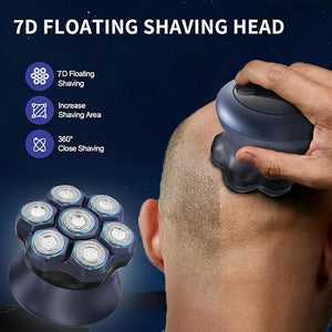 Upgraded 7D Head shavers for Bald MenBald Head Electric RazorsWaterproof Dry Wet Rotary Shavers/Razor for Balder with an Extra agnetic Head£¨Blue£©