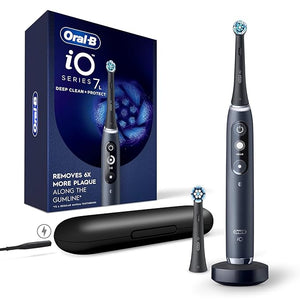 Oral-B iO Deep Clean + Protect Rechargeable Electric Toothbrush Black with a iO Series 7 Toothbrush 2 Replacement Brush Heads and a Charging Travel Case