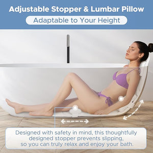 Sunlit Ultra Soft Full Body Bath Pillow for Bathtub, Luxury Thick Tub Pillow for Head Neck Back Support with Lumbar Pillow Multi-Function Stopper, Spa Pillow with Strong Suction Cups, Bath Accessories