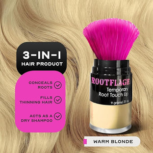 Rootflage Root Touch Up Powder Warm Blonde - Instant Temporary Hair Concealer for Roots Hairline Filler Cover Up