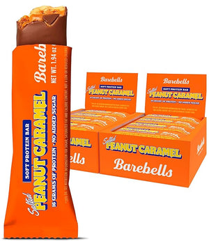BAREBELLS Soft Protein Bars Salted Peanut Caramel - 12 Count, Pack of 2 - Protein Snacks with 16g of High Protein - Chocolate Protein Bar with 2g of Total Sugars - Soft Protein Snack &amp; Breakfast B