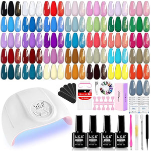 LKEE Gel Nail Polish Kit with U V Light 108W 65 Pcs Gel Nail Polish Set All Season Gels Nail Kit Essential Manicure Tools for DIY Nails Art Gifts for Women (D3-36SET-SKU1-012001)