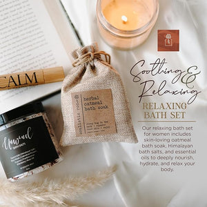Soulistic Root Revitalizing Bath Set ? Wellness Products with Tranquil Essential Oil Roller Oatmeal Lavender Soak Epsom Salts with Essential Oils Ready-to-Gift Premium Box Ideal Holiday Spa Gift
