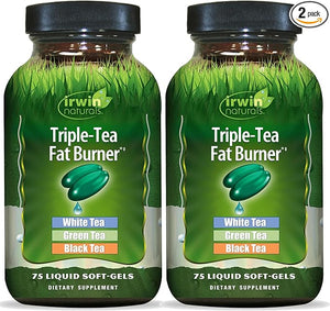 Irwin Naturals Triple-Tea Fat Burner - Supports Weight Loss - 75 Liquid Soft-Gels (Pack of 2)
