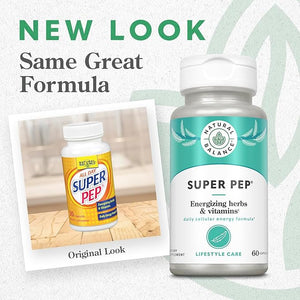 Natural Balance Super Pep | All Day Herbal Energy Supplement | with Eleuthero Kola Nut Gotu Kola B-Vitamins &amp Chromium | 60 Capsules 30 Servings