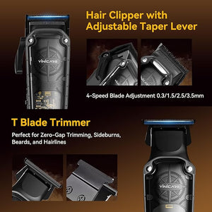 Hair Clippers for Men Barber Kit - Yinicare Professional Cordless Electric Hair Cutting Set with Pomade Hair Clipper Zero Gap T-Blade Trimmer Guards for Mens Haircut (Hair Clippers Set)
