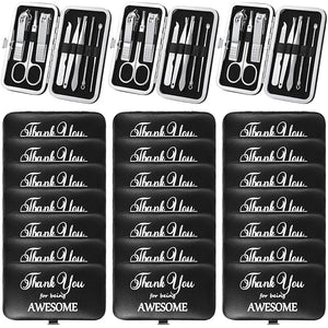 Therwen 24 Sets Christmas Manicure Set Stainless Steel Nail Clippers 8 in 1grooming Nail Kit Employee Appreciation Gift Professional Pedicure Tool for Men Women Coworker Personal Care(Black)