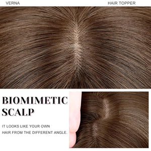 VERNA Hair Toppers for Women Real Human Hair 360¡Æ3D Cover Bangs Hair Clip100% Real Human Medium Brown Clip in BangsHairpieces for Daily Wear(5 * 9.5)