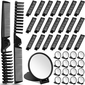 LemonRoad 48 Pcs Foldable Hair Brushes Set 24 Travel Compact Combs Folding Hair Brush 24 Compact Folding Makeup Mirrors for Women Men Homeless Charity Church Christmas Party Gift