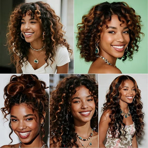 Highlight Deep Human Hair Bundles 18 20 22 Inch Brazilian Remy Virgin 10A Deep 3 Bundles Human Hair Hair Extensions Bundles P1B/30 Highlight