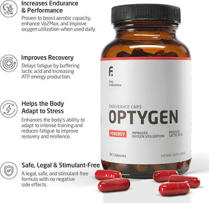 FIRST ENDURANCE Optygen - Premium Endurance Supplement | Boost Power | Increase Performance and Endurance | Improves Oxygen Utilization| 90 Capsules