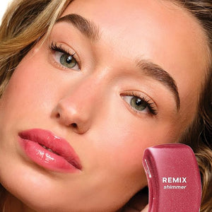 Saie Glossybounce - Hydrating Lip Gloss and Tinted Lip Oil Hybrid with Hyaluronic Acid &amp; Jojoba Oil for Non-Sticky, Ultra-Shiny, Plump &amp; Soft Lips - Everyday Makeup Essential - Remix (.17 oz)