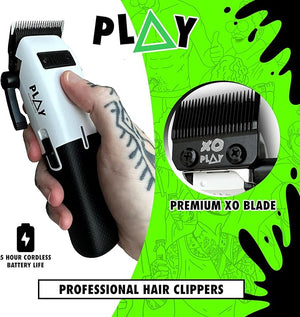 TPOB Play Barber Hair Clippers for Men 7500 RPM with Rubber Grips (White)