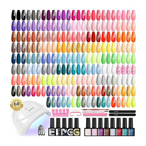 phoenixy 71 Pcs Gel Nail Polish Kit with U V Light, 60 pcs Gel Nail Kit with 5 Pcs Base Top Coat Manicure Starter Nail Polish Set Christmas Gifts for Women ST9019