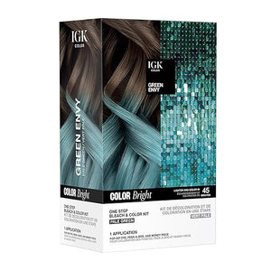 IGK Color Bright One Step Bleach &amp; Color Kit for Accent Pieces ICE BREAKER- Cool Blonde | One-Step Color Processing + Replenishes + Hydrates | Vegan + Cruelty Free + Ammonia Free | 4 Oz