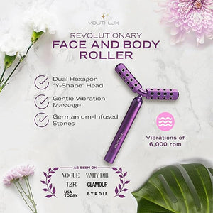 Revolution Roller - Germanium Stone Uplifting Face/Body Beauty Massage Tool/Roller/Wand for Skin Tightening/Firming De-Puffing Anti-Aging (Purple)