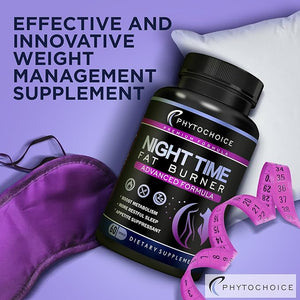 Night Time Fat Burner - Weight Loss Diet Pills with Magnesium Melatonin CLA L-Carnitine that Work at Night Appetite Suppressant Carb Blocker Nighttime Metabolism Booster for Women and Men 60 Caps.