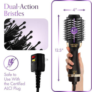 Professional 2 in 1 Volumizing Oval Hair Brush Dryer for Women 75MM with Hard Travel Case and Premium Gift Box Black &amp Gold