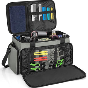 TORIBIO Large Capacity Hairdresser Bag with Adjustable Dividers Barber Carrying Bag Barber Travel Case Organizer for Clippers and Supplies Holds Various Hair Cutting Tools