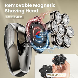 7D Head Shavers for Bald Men, SHPAVVER Detachable Head Shaver LED Display Dry Wet Bald Head Razor, IPX7 Waterproof Head Shavers with Type-C Charge