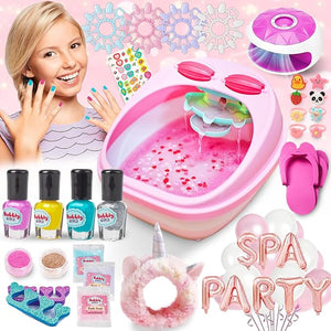 Kids Spa Day Kit for Girls 42+ Piece Spa Toys with Waterfall Foot Spa Nail Spa Kit Pedicure and Manicure Accessories Perfect Spa Kit for Girls Ages 6 7 8 9 10 11 12 Fun Birthday or Christmas Gift