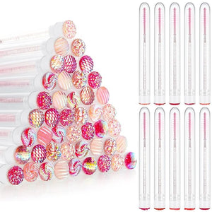200 Pieces Mascara Wand Tube Set 100 Pcs Lash Spoolies for Eyelash Extensions 100 Pcs Diamond Empty Mascara Brush Disposable Colorful Eyebrow Applicator Makeup Tool Mix Color (Cute)