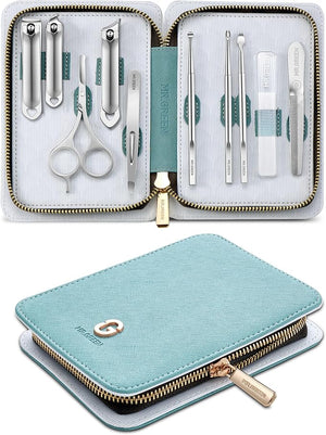 MR.GREEN Manicure Kit 10 in 1, German Stainless Nail Clippers Set, Professional Personal Nail Care Kit Manicure Pedicure Set, Portable Travel Nail Kit with Exquisite Leather Case for Men &amp; Women