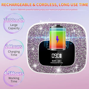 UV LED Nail Lamp Dryers Cordless 168W Diamond UV Light for Gel Nails PolishFast Curing Colored Poly Builder Gel Lamp with Sensor 4 Timer Touch Screen 36 LEDProfessional Manicure Pedicure Art Tools