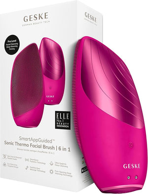 GESKE SmartAppGuided Sonic Thermo Facial Brush | 6 in 1 | Skin Cleansing | Cleansing Brush with Thermal Function | Electric Facial Massager