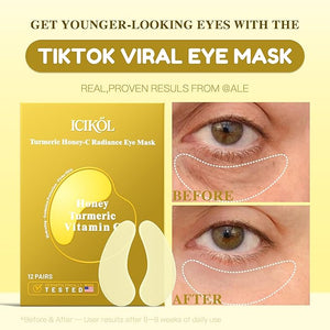 Collagen Under Eye Patches for Puffy Eyes and Dark Circles Under Eye Mask for Dark Spots with Turmeric Hydrating Undereye Mask Patches for Treatment with Women Beauty (Yellow 60 Pairs)