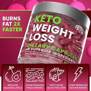 Keto Weight Loss Diet Pills Natural Appetite Suppressant Fat Burner for Women and Men with Apple Cider Green Coffee Bean Extract Curb Cravings &amp Hunger Metabolism Booster Supplement - 60 Caps